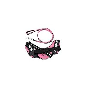 IDC Powair Bundle - Harnais IDC Powair, Taille: L/1, Rose + Laisse IDC Powair, Taille: 1,2 m avec poignée et Grand Mousqueton, Rose