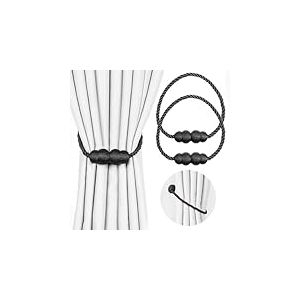 Romon Embrasses de Rideaux, 2 Pièces Attache Rideaux Magnétiques avec Aimant Attache Rideau Aimantée, Retenues de Draperie Embrasse Magnétique Corde de Rideau Clips pour Maison Chambre Bureau, Noir