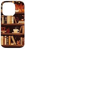 Bookish Étagère rétro d'automne Bibliothèque d'automne Coque pour iPhone 14 Pro