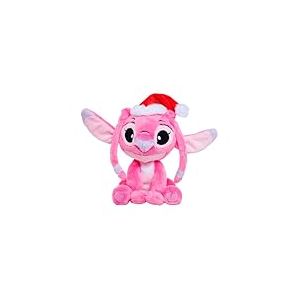 Simba Angel 6315870643 Peluche Disney Lilo & Stitch avec Bonnet de P&egrave;re No&euml;l, Licence Officielle Disney, Convient &agrave; Tous Les &acirc;ges 25 cm