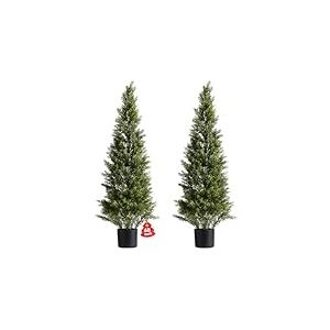 VEVOR Arbre Topiaire Artificiel C&egrave;dre Lot de 2 Faux Pin 1219 mm Plante Artificielle Aspect R&eacute;aliste pour D&eacute;coration d'Ext&eacute;rieur et d'Int&eacute;rieur, Porche, Terrasse, Jardin, Balcon, Arri&egrave;re-Cour, Bureau