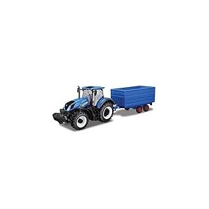 Bburago-1/32 Collection Ferme-Tracteur T7.315 New Holland avec Benne Voiture, 44067, Bleu