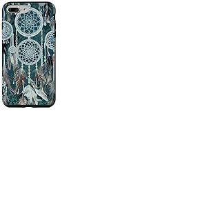 Dreamcatcher Boho Magic Plume Fonc&eacute;e Witchy Green Dreams Coque pour iPhone 7 Plus/8 Plus