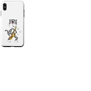 Chat Jouant du Saxophone, saxophoniste Musicien de Jazz Coque pour iPhone XS Max