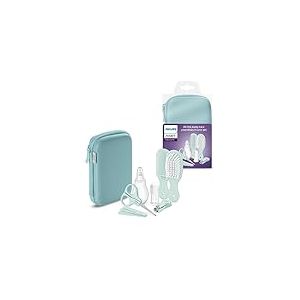 Philips Avent Kit de soins pour b&eacute;b&eacute;, coupe-ongles, ciseaux, 3 limes, peigne, brosse &agrave; cheveux, aspirateur nasal et brosse &agrave; dents pour doigt (mod&egrave;le SCH401/00)