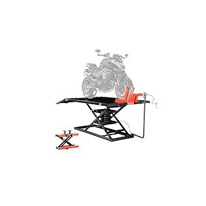 VEVOR Cric de Moto avec Capacité de Charge 680 kg, Pont Élévateur Pneumatique Hauteur de Levage 18-94 cm, Table de Levage de Moto Stable avec Établi Amovible, pour Entretien Réparation Quad VTT