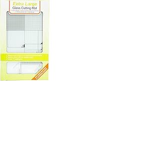 Tonic Studios Plaque de Verre Tremp&eacute; A3 - Glass Cutting Mat - Tapis de D&eacute;coupe R&eacute;sistant &agrave; la Chaleur & Facile &agrave; Nettoyer - avec Grille et Guides d&rsquo;Angles