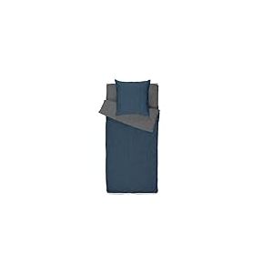 Caradou Parure de Lit Enfant Microfibre Lavée, 4 Pièces Couette Incluse, 90 x 190 cm, Bleu Marine-Gris Anthracite