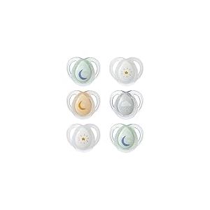 Tommee Tippee Sucette de nuit, 0-6 mois, lot de 6 sucettes phosphorescentes avec capsule de st&eacute;rilisation r&eacute;utilisable