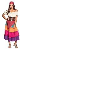 Boland - Costume pour adulte diseuse de bonne aventure Nadya, robe, ceinture et foulard, bandana, top, ceinture et jupe, ensemble, carnaval, f&ecirc;te &agrave; th&egrave;me