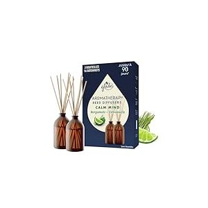 Glade Aromatherapy Bâtonnets - Diffuseur De Parfum Infusées Aux Huiles Essentielles - Calm Mind, Bergamote & Citronelle - 2 Diffuseurs
