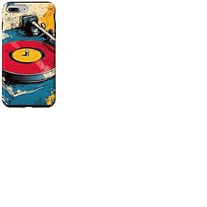 Tourne-disque rétro tourne dans une touche de couleur et de son en vinyle Coque pour iPhone 7 Plus/8 Plus