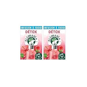 Elephant, Infusion à Froid Détox, Goût Cranberry, Framboise et Hibiscus, Boisson d'Eté Rafraichissante, Ingrédients d'Origine 100% Naturelle, 15 Sachets Pyramid (Lot de 2)