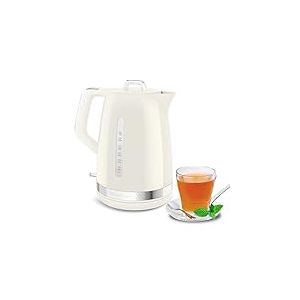 Moulinex Bouilloire électrique, 1,7 L, Design vintage ivoire, Base pivotante à 360°, 2 400 W ébullition rapide, Arrêt automatique, Indicateurs niveau d’eau, Filtre anti-calcaire, Soleil BY320A10