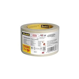Ruban de masquage Scotch Utility, 24 mm x 50 m, 3 Rouleaux/Emballage, 70% PEFC, SGSCH-PEFC-COC-110078