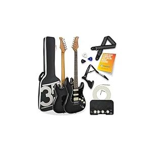 3rd Avenue Stateside Guitare &eacute;lectrique 4/4 Kit ultime avec amplificateur 5 W, c&acirc;ble, support, sac de transport rembourr&eacute;, sangle, m&eacute;diators, le&ccedil;ons gratuites - Rushmore Grey