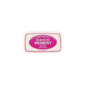 Rayher 29206264 StazOn coussin encreur pigment&eacute;, rose, 9,6x5,5x2,2cm, 1 pce., s&eacute;chage rapide, surfaces multiples, m&eacute;thode d&rsquo;embossage humide &agrave; chaud, cartes, enveloppes, sachets cadeaux