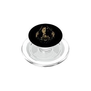 Rideau lune lotus femme ciel nocturne art cosmique PopSockets PopGrip pour MagSafe