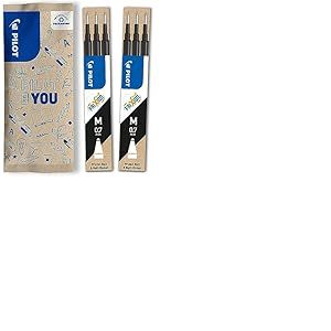 PILOT - Lot de 2 &eacute;tuis de 3 recharges FriXion pour stylo effa&ccedil;able. Compatibles FriXion Ball et FriXion Ball Clicker - Noir - Pointe Moyenne