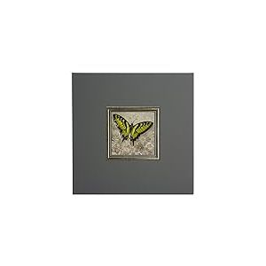ERGO-PAUL de igp5453-E1–80sz2–40 x 40 x 1,5 Yellow Butterfly III, Paper/Eco Leather/Wood, Grey, 40.0 x 40.0 x 1,5 cm