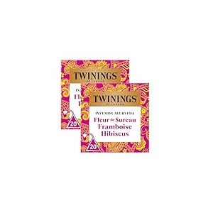 Twinings - Assortiment D&eacute;couverte Ayurveda - Infusion Fleur de sureau Framboise Hibiscus - 40 Sachets - &agrave; D&eacute;guster Chaud ou Froid
