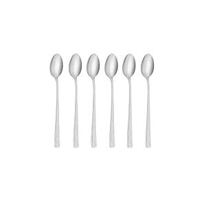 PARENCE &ndash; Lot de 6 Cuill&egrave;res &agrave; Dessert Longues 18,5 cm &ndash; Acier Inoxydable &ndash; Manche Grav&eacute; &ndash; Cuill&egrave;re &agrave; Caf&eacute;, Glace ou Dessert