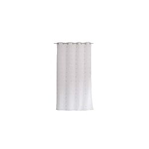 ED ENJOY HOME Voilage avec Œillets, Blanc, 140x240cm, Motif Argent Rond Brodé, 100% Polyester, Collection Smarties