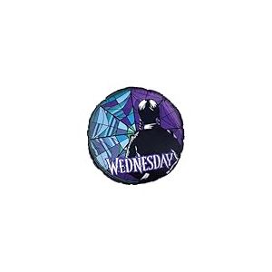 Coussin Rond en Forme de Mercredi sous Licence Officielle | Motif vitrail | Oreiller Rond rembourré en Peluche | Parfait pour la décoration de la Chambre ou du Salon 40 x 40 cm