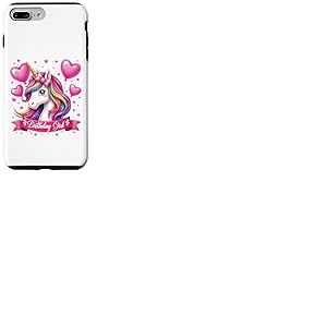 Ballons Licorne d'anniversaire Fille Licorne Arc-en-Ciel avec c&oelig;ur Coque pour iPhone 7 Plus/8 Plus