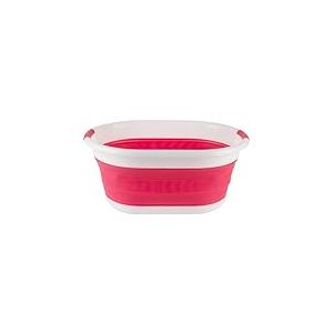 Beldray LA034816R Panier à Linge, Panier de Rangement à Linge, Corbeille à Linge Pliable de Forme Ovale, Capacité 27 L, Léger, Poignées en Plastique Durables, Design Peu Encombrant & Portable, Rouge