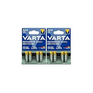 VARTA Piles Rechargeables AAA, Lot de 8, Recharge Accu Recycled, 800 mAh Ni-MH, fabriqu&eacute;es avec 21% de mat&eacute;riaux recycl&eacute;s, pr&eacute;charg&eacute;es, pr&ecirc;tes &agrave; l'emploi