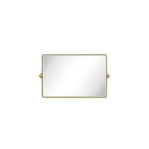 TEHOME Miroir de Salle de Bain Horizontal biseaut&eacute; et inclinable avec Cadre en m&eacute;tal dor&eacute; 61 x 96,5 cm