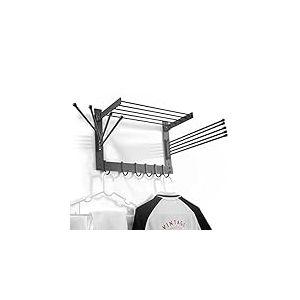BATODA &Eacute;tendoir &agrave; linge mural pour linge &ndash; &Eacute;tendoir &agrave; linge pour le s&eacute;chage du linge &ndash; Support mural pivotant pour serviettes &ndash; Gain de place dans la buanderie et la salle de bain (acier)