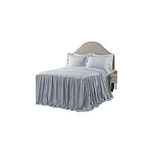 Lush Decor Parure de lit 3 pièces légère à Rayures en coutil Bleu Marine, Style Rustique Vintage Chic, en Polyester pour lit Deux Places