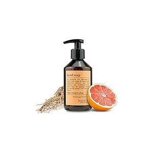 Jean & Len Savon pour les mains Orange sanguine & Vétiver, savon liquide en distributeur à pompe, parfum fruité et boisé, sans parabènes, silicones & microplastiques, végétalien, 250 ml