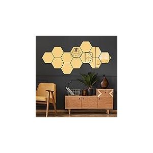 Ambiance Sticker Effet Miroir Autocollant Muraux Comme un Miroir Hexagones Dor&eacute;s Mirror-like Sticker Murale pour B&eacute;b&eacute;, Chambre d'enfant et Salon - Pack de 12 Stickers