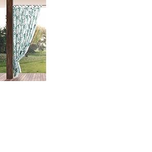 Eurofirany Garden Rideau Ext&eacute;rieur avec Onglet en Haut - 1 pc. Rideau Imperm&eacute;able, Coupe-Vent, Fermeture Velcro, Rideau pour Pergola, Gazebo, Terrasse, Pavillon, 155x200 cm, Imprim&eacute; Vert