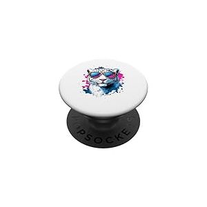 Tête de léopard des neiges, léopard blanc, amateur de léopard des neiges PopSockets PopGrip Adhésif