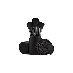 Set de pinceaux de maquillage Luvia, Prime Vegan Pro - Black, 12 pinceaux de maquillage avec rangement pour pinceaux, &eacute;ponge Blender & tapis de nettoyage pour pinceaux cosm&eacute;tiques, en noir