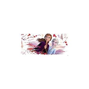Sticker Géant Repositionnable Disney la Reine des Neiges 2 Elsa et Anna, Violet, Orange, Rouge, 3.96 cm. 6.43 cm x 44.7 cm. 87.99 cm