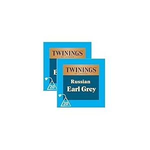 Twinings - Assortiment D&eacute;couverte D&eacute;licat et Acidul&eacute; - Th&eacute; Noir Russian Earl Grey - Aromatis&eacute; &agrave; la Bergamote et au Citron - 40 Sachets