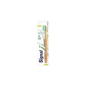 SIGNAL - Brosse à Dents Bambou Naturel - Tête ovale & cou affiné pour un brossage confortable & efficace - emballage en carton - Medium x1