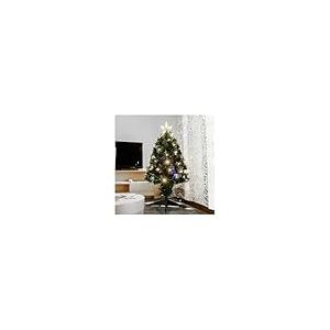 Sapin de Noël en Fibre Optique Basse Tension, 90 cm, lumière Blanche Froide, idéal pour la décoration Festive et Les ambiances de Noël.