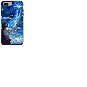 Vitrail J&eacute;sus Dieu Couleur Bleue &Eacute;toile Divine Art de No&euml;l Coque pour iPhone 7 Plus/8 Plus