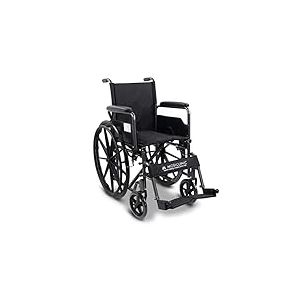Mobiclinic, Fauteuil Roulant Pliable, S220, roulettes &agrave; d&eacute;gagement Rapide avec Bouton, Marque europ&eacute;enne, Si&egrave;ge 40cm, Reposepieds pliants, Accoudoirs Pliables, Poign&eacute;e de Frein, R&eacute;sistant, Noir