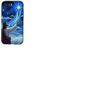Vitrail J&eacute;sus Dieu Couleur Bleue &Eacute;toile Divine Art de No&euml;l Coque pour iPhone SE (2020) / 7/8