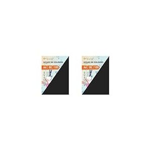 Papier A4 Ofituria - Ramette de 100 Feuilles pour l'Artisanat, Carton de Couleurs 80g pour l'Art et la Créativité - Noir (Lot de 2)