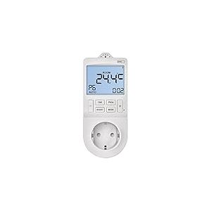 EMOS Thermostat 2 en 1 et minuterie, régulateur numérique de température ambiante et Prise de minuterie pour Chauffage et Refroidissement, radiateur, Chauffage Infrarouge, Aquarium, Terrarium, Serre