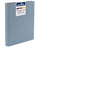 goldbuch 37 213 Summertime Classeur à anneaux A4, bleu-gris, 32 x 27,5 x 4,5 cm, classeur avec mécanisme à 4 anneaux et étrier de serrage, format A4, classeur à anneaux en lin, gris clair
