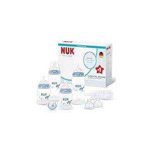 NUK First Choice Perfect Start Set de Biberons | 0-6 Mois | 4 Biberons Anti-Coliques (150 ml, 300 ml), 2 T&eacute;tines, 1 Sucette First Choice, 1 Goupillon | Baleine | Lot de 8
